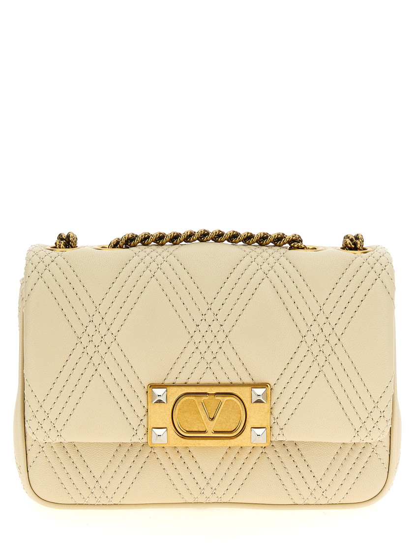 Valentino White Quiltie 67 Small Shoulder Bag In White