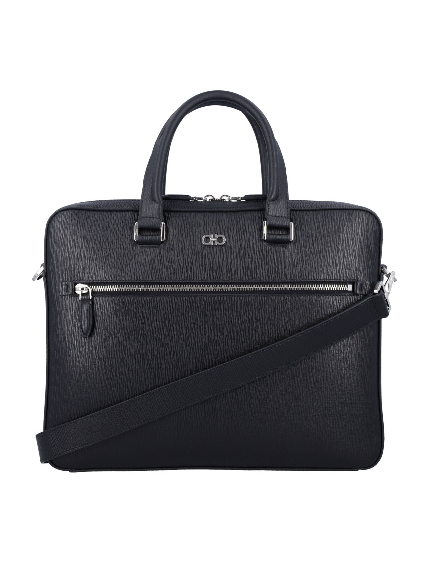 Ferragamo Revival Gancini Leather Briefcase