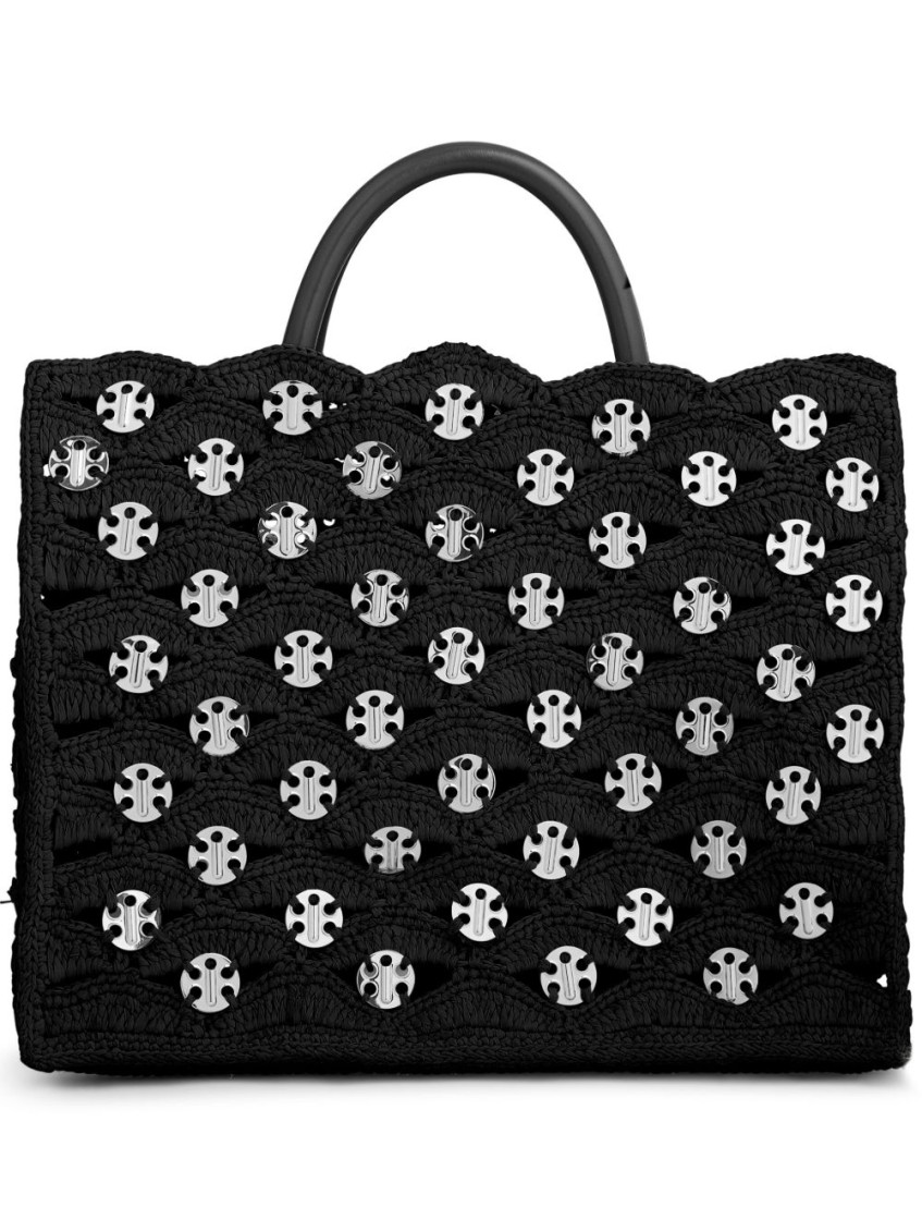 Rabanne Black Woven Tote Bag