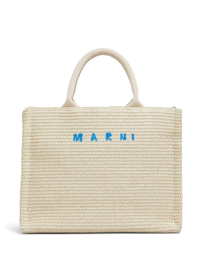 Marni Raffia Small Basket Bag With Double Handles