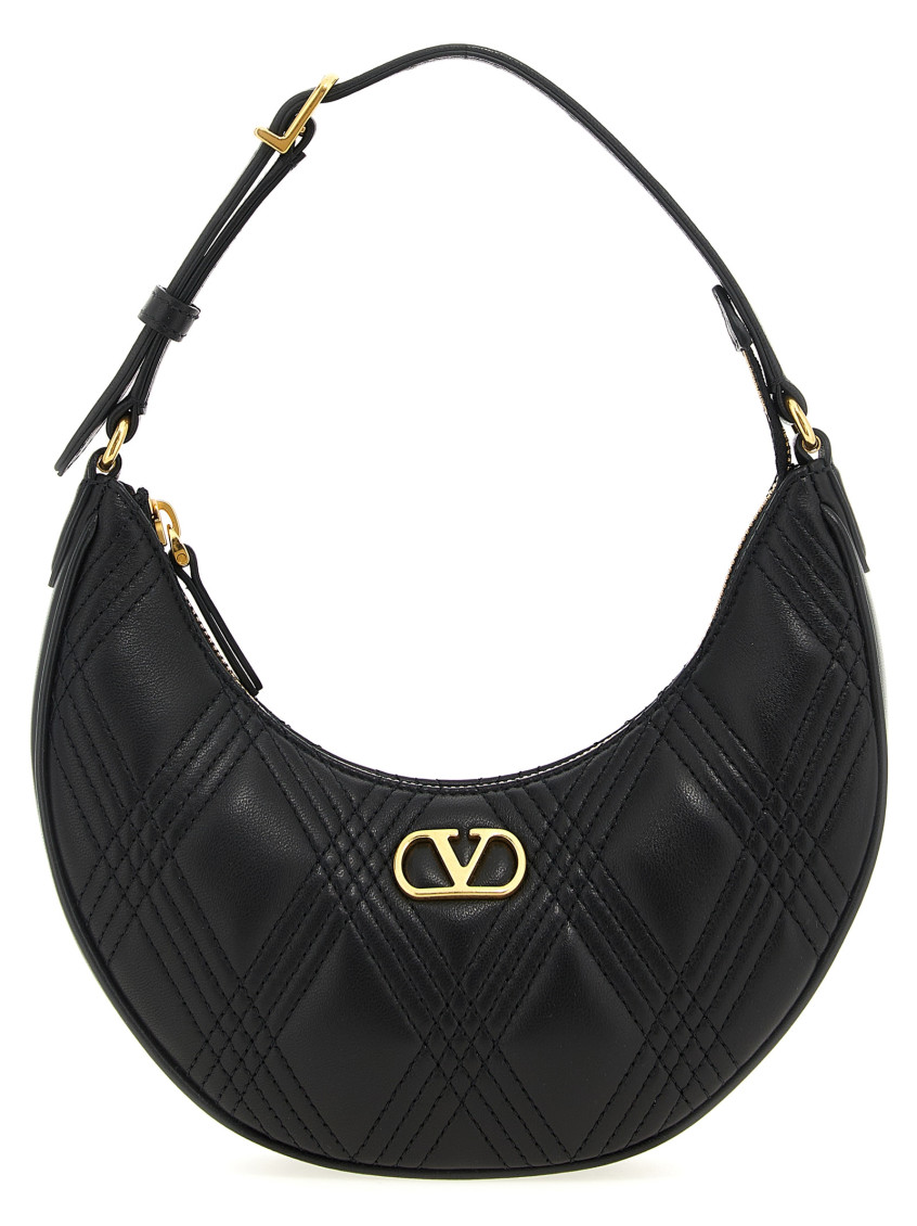Valentino Quilted Mini Shoulder Bag With Adjustable Strap In Black