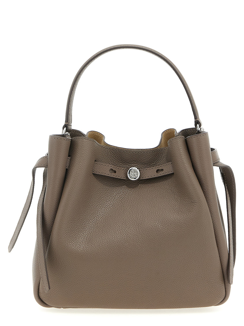 TORY BURCH GREY ROMY BUCKET BAG