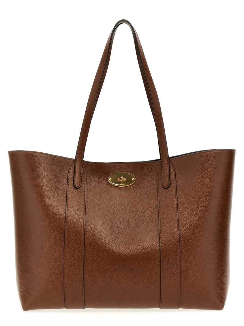 Mulberry Structured Pebbled Tote Bag With Double Handles In Brown