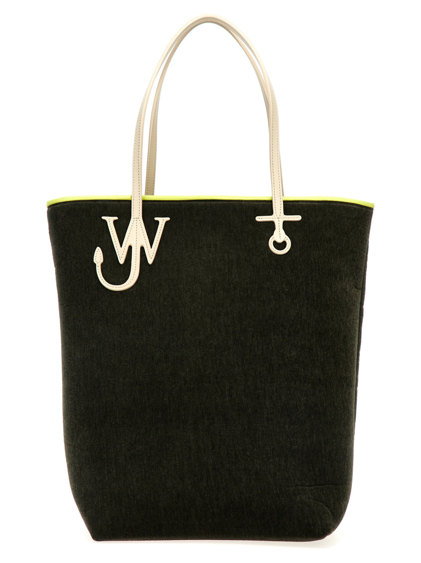 Jw Anderson Khaki Branded Stretch-woven Tote Bag In Dark Green