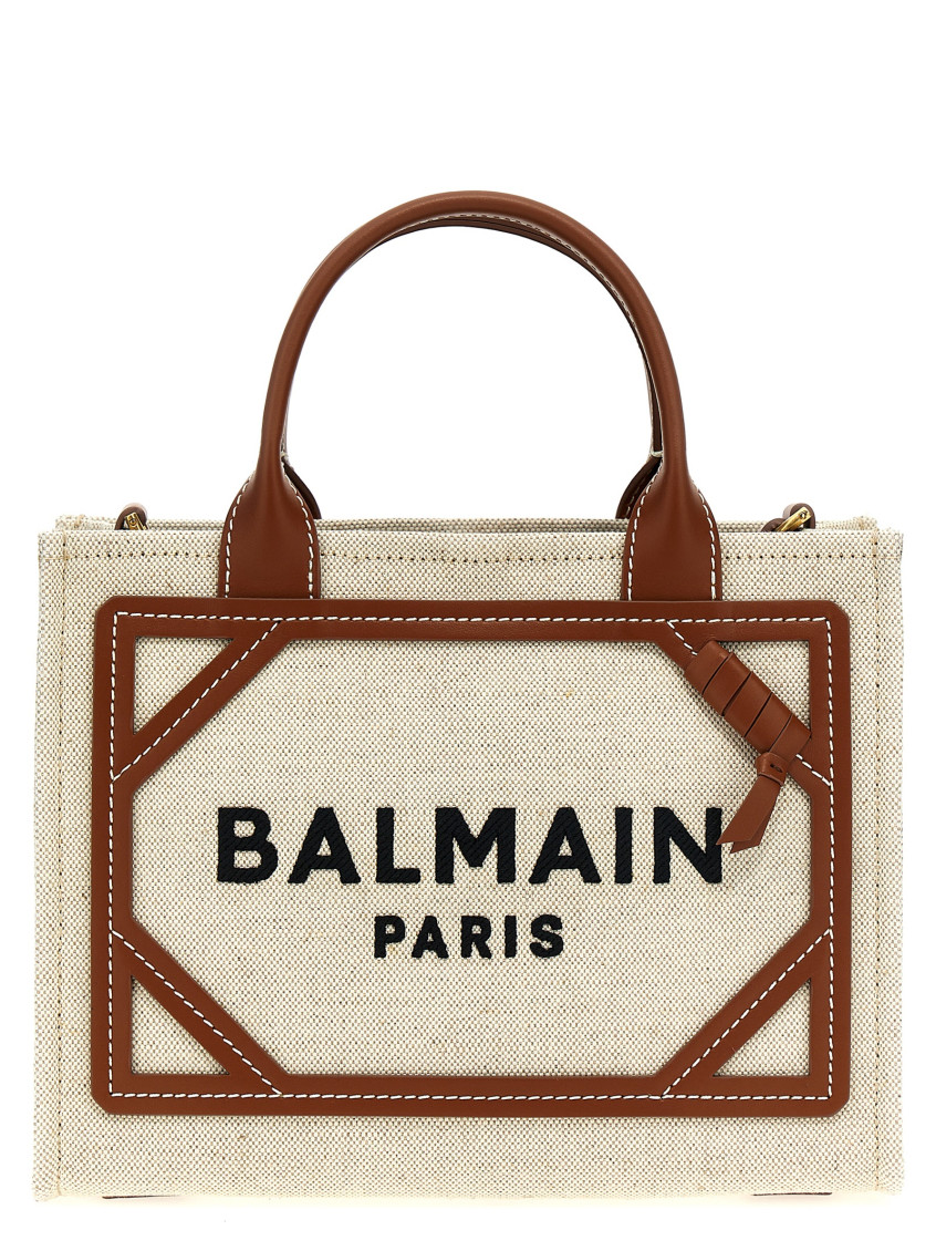 Shop Balmain Beige B-army Tote Bag