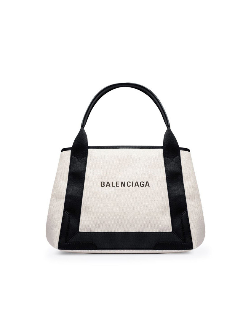 Balenciaga White Small Navy Cabas Satchel Bag In White