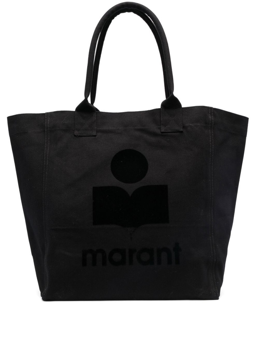 Shop Isabel Marant Black Yenky Logo-print Tote Bag In Blackwhite