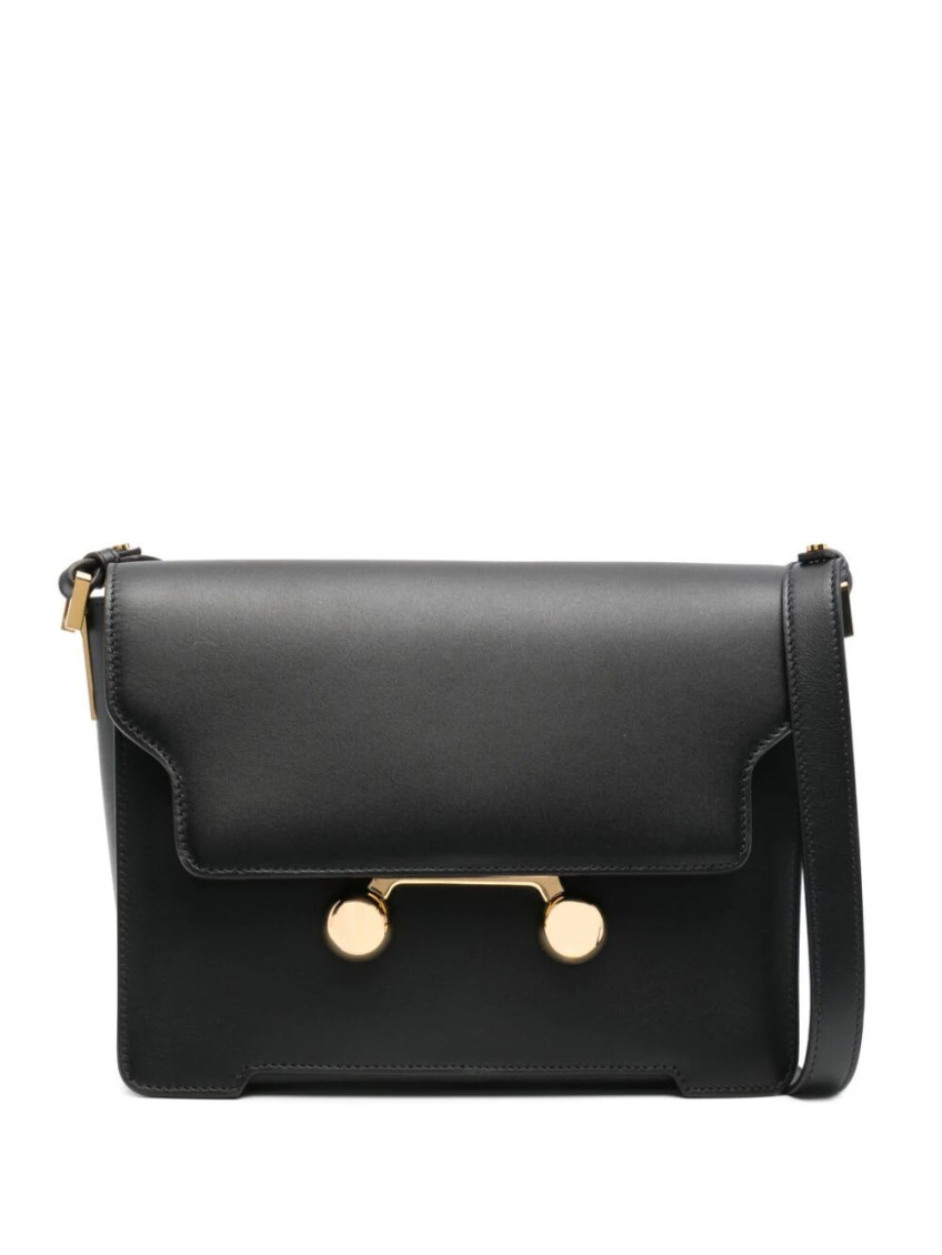 Marni Medium Rectangular Shoulder Bag With Flap In Black