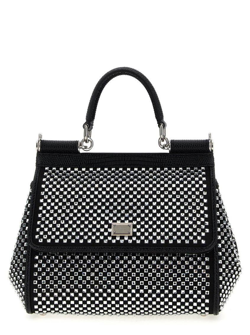 Dolce & Gabbana Black Sicily Medium Satchel Bag In Black