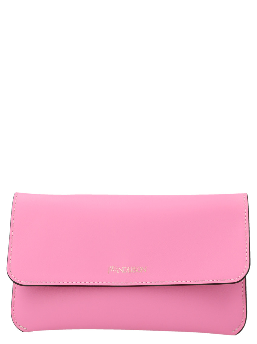Jw Anderson Logo Printed Foldover Top Shoulder Bag In Pink