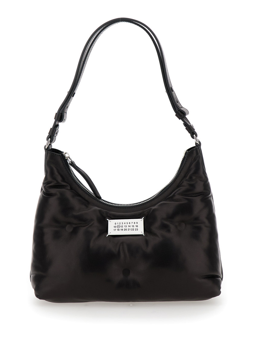 Maison Margiela Black Nappa Leather Small Glam Slam Hobo Shoulder Bag In Black