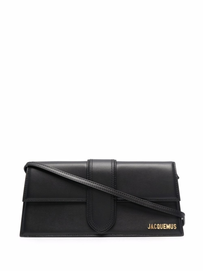 Jacquemus Le Bambino Long Leather Shoulder Bag In Black