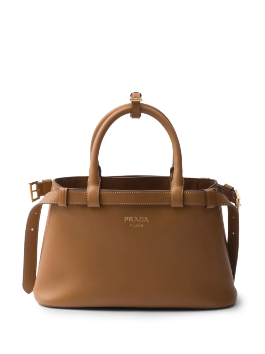 PRADA BROWN LEATHER SMALL SATCHEL BAG