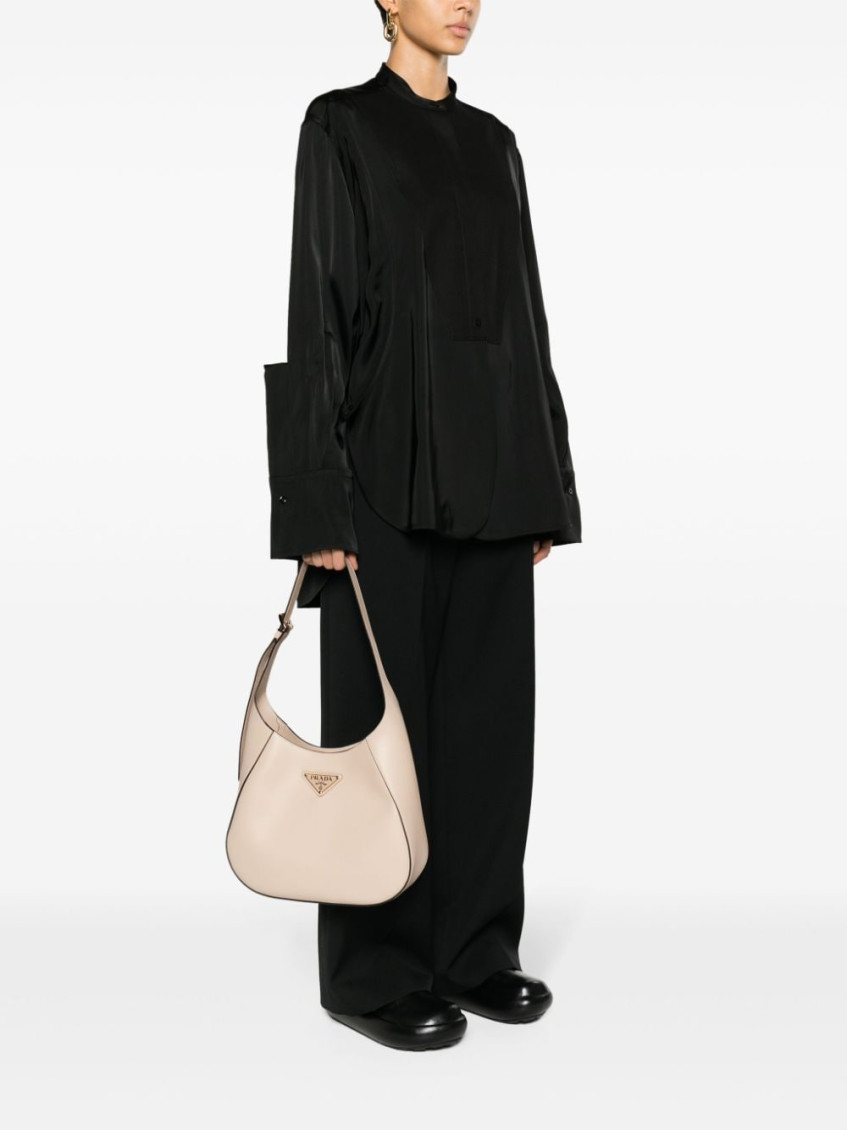 Prada Beige Triangle-logo Leather Shoulder Bag for Women Online