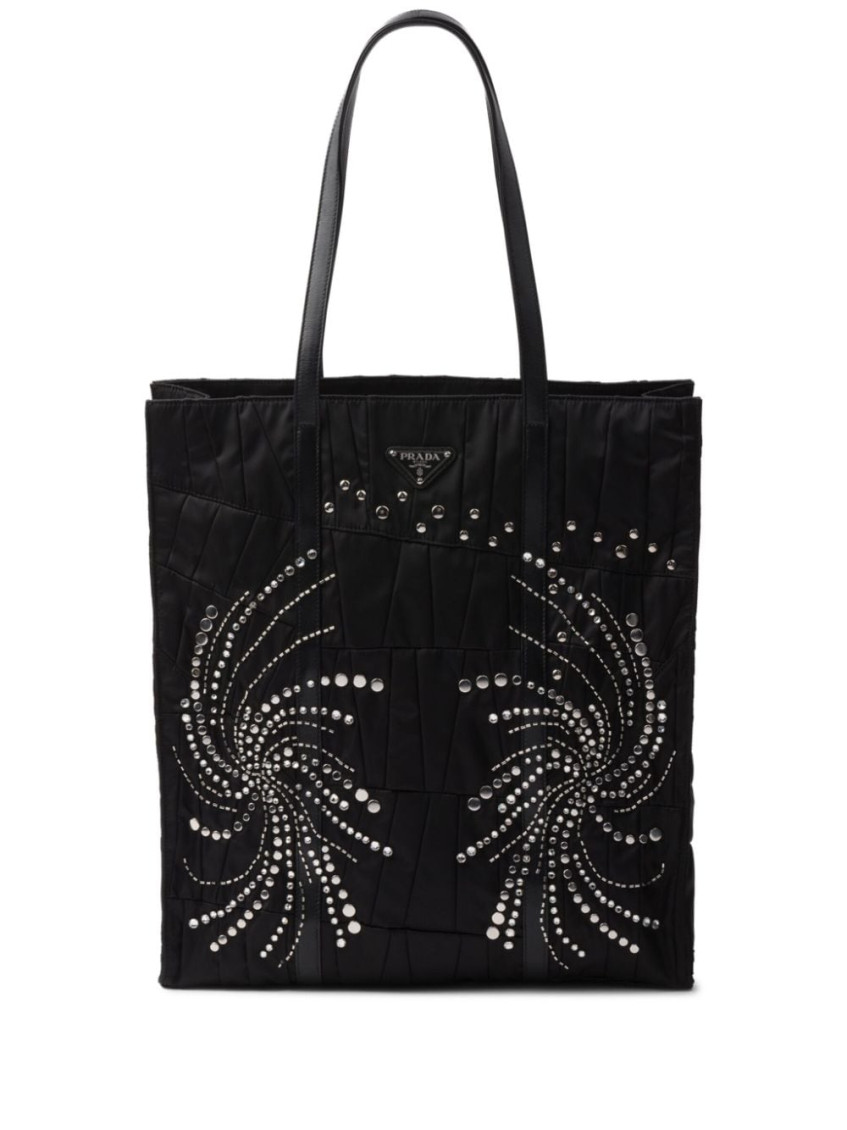 Shop Prada Black Re-nylon Large Tote Bag