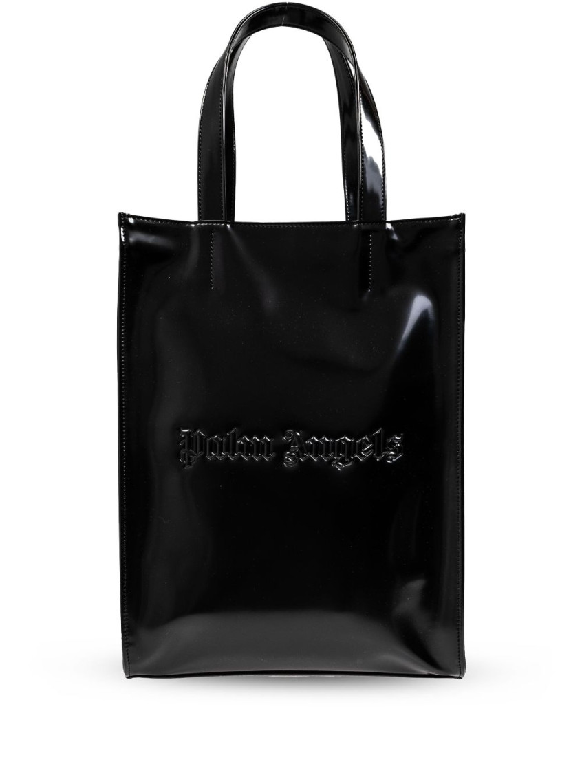 Palm Angels Logo Debossed Open Top Tote Bag In Black