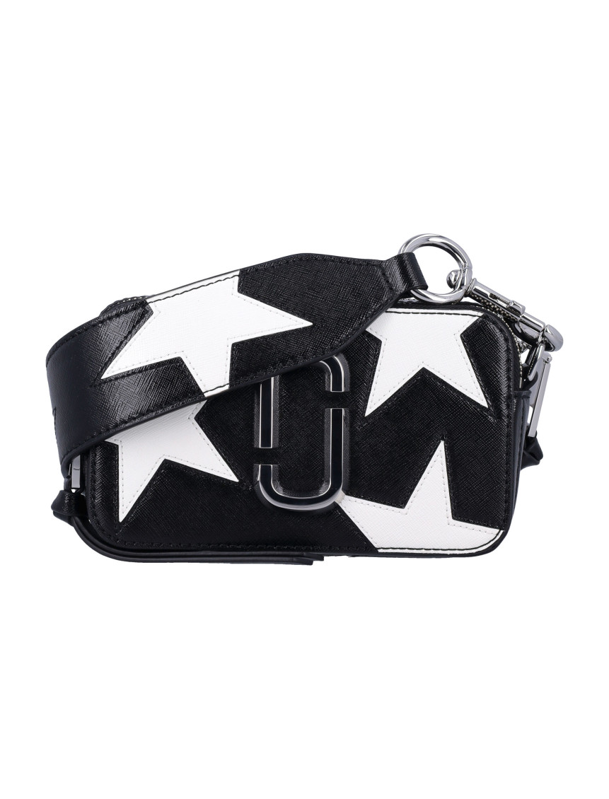 ◇MARC JACOBS◇ Star Patchwork Utility Snapshot The Top Zip Marc Jacobs The Star Patchwork Leather Snapshot, Black/White