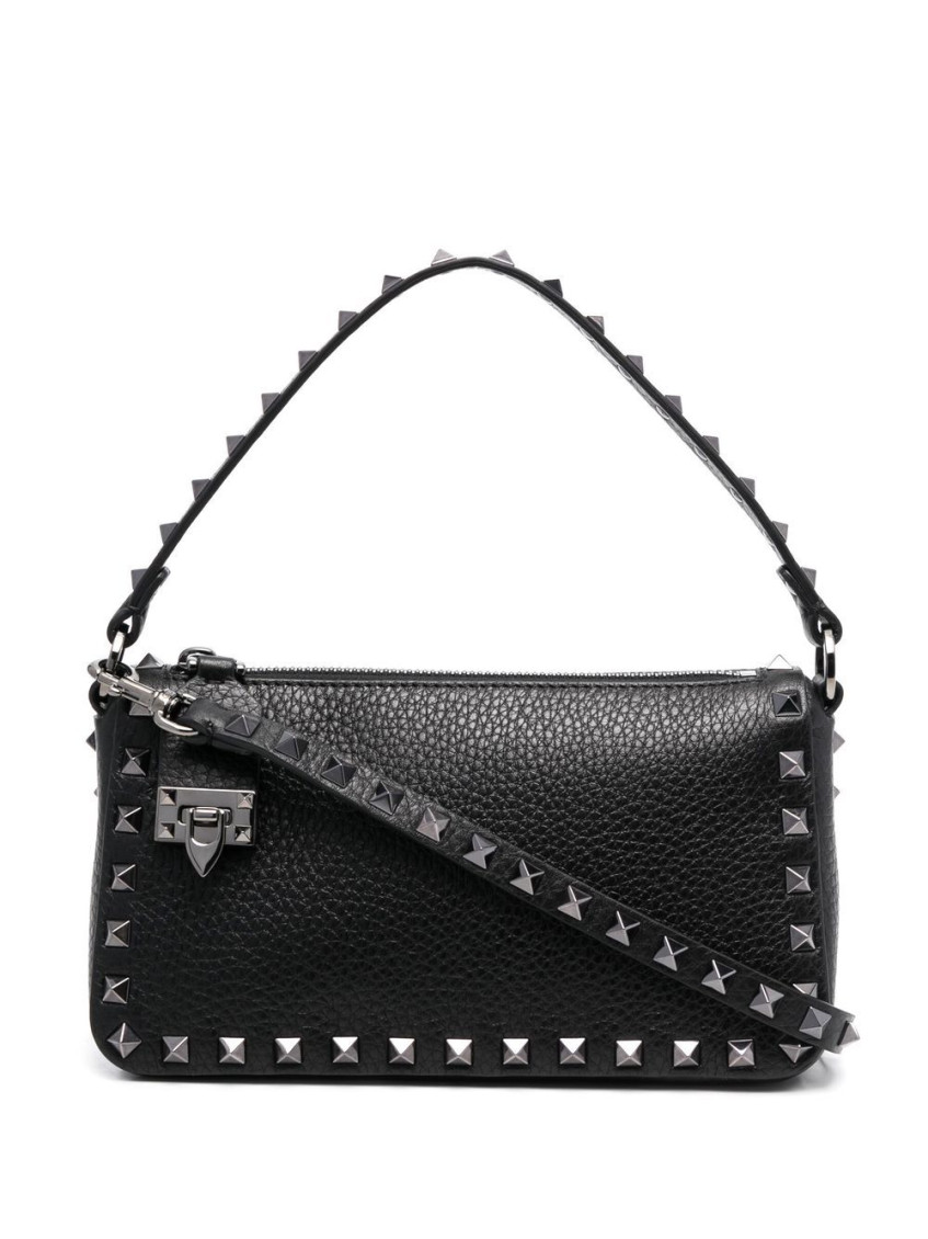 Valentino Black Rockstud Small Shoulder Bag In Black