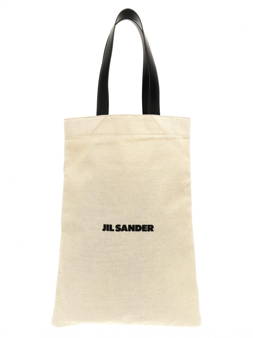 Jil Sander Flat Shopper Large Shopping Bag In Blackwhite