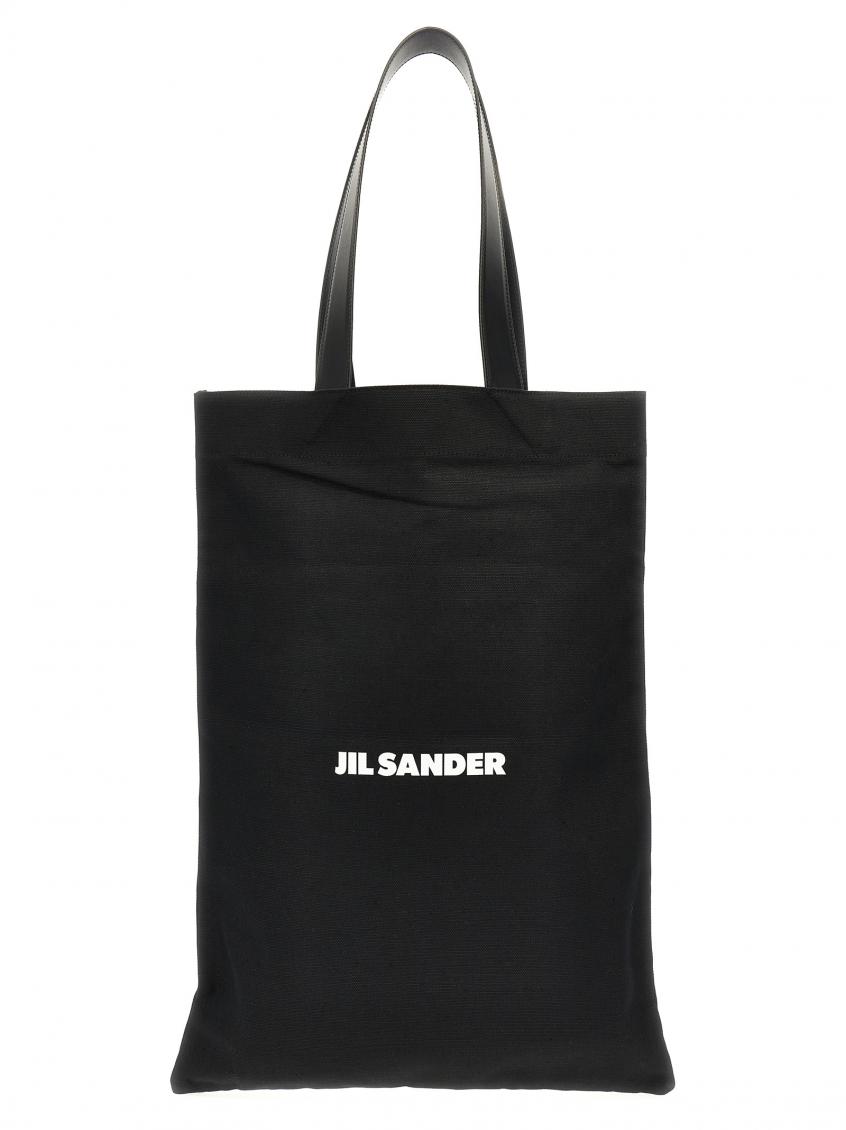 Jil Sander Flat Shopper Large Shopping Bag In Black