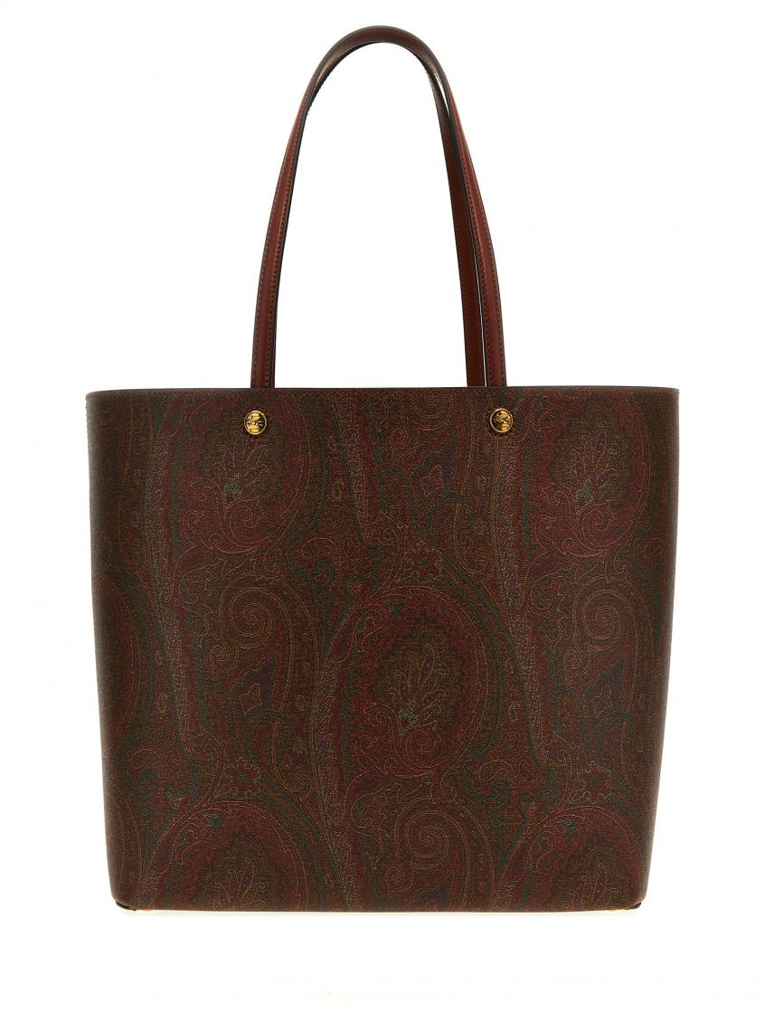 Etro Paisley Printed Medium Tote Bag In Brown