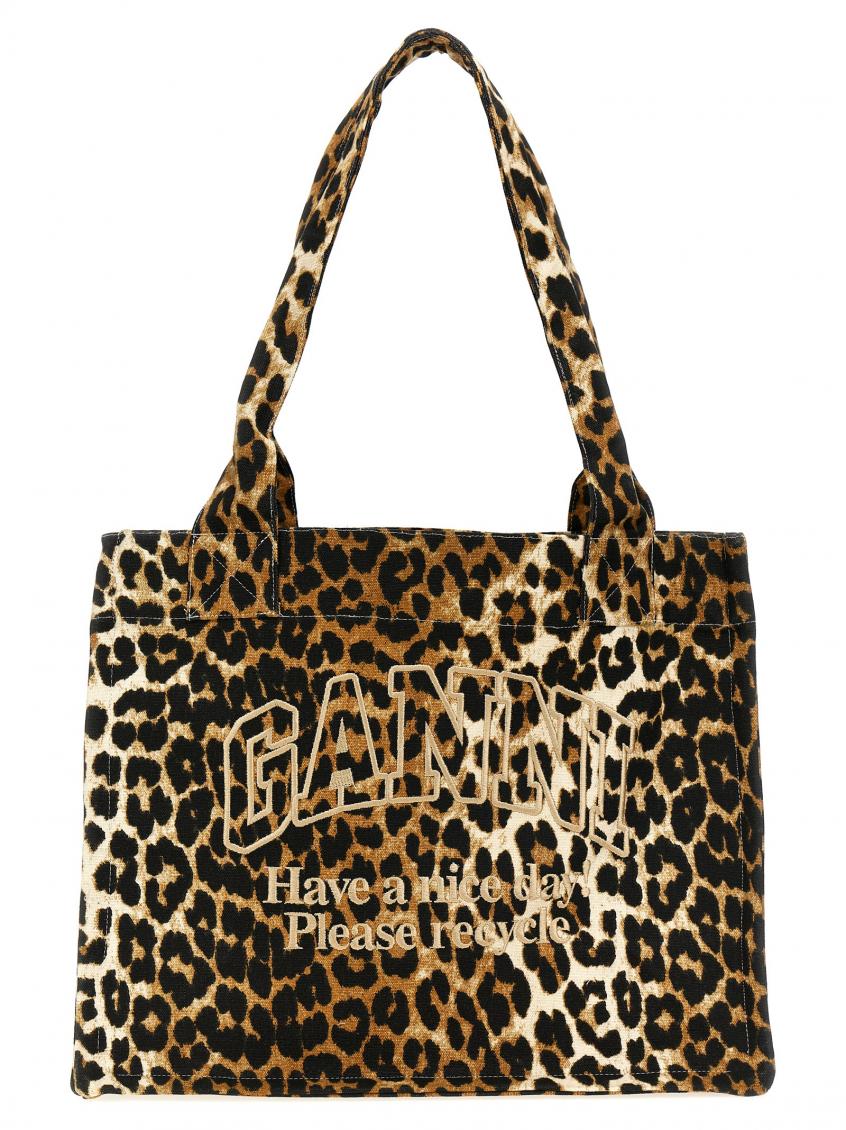 Ganni Women Large Easy Shopping Tote Bag In Brown