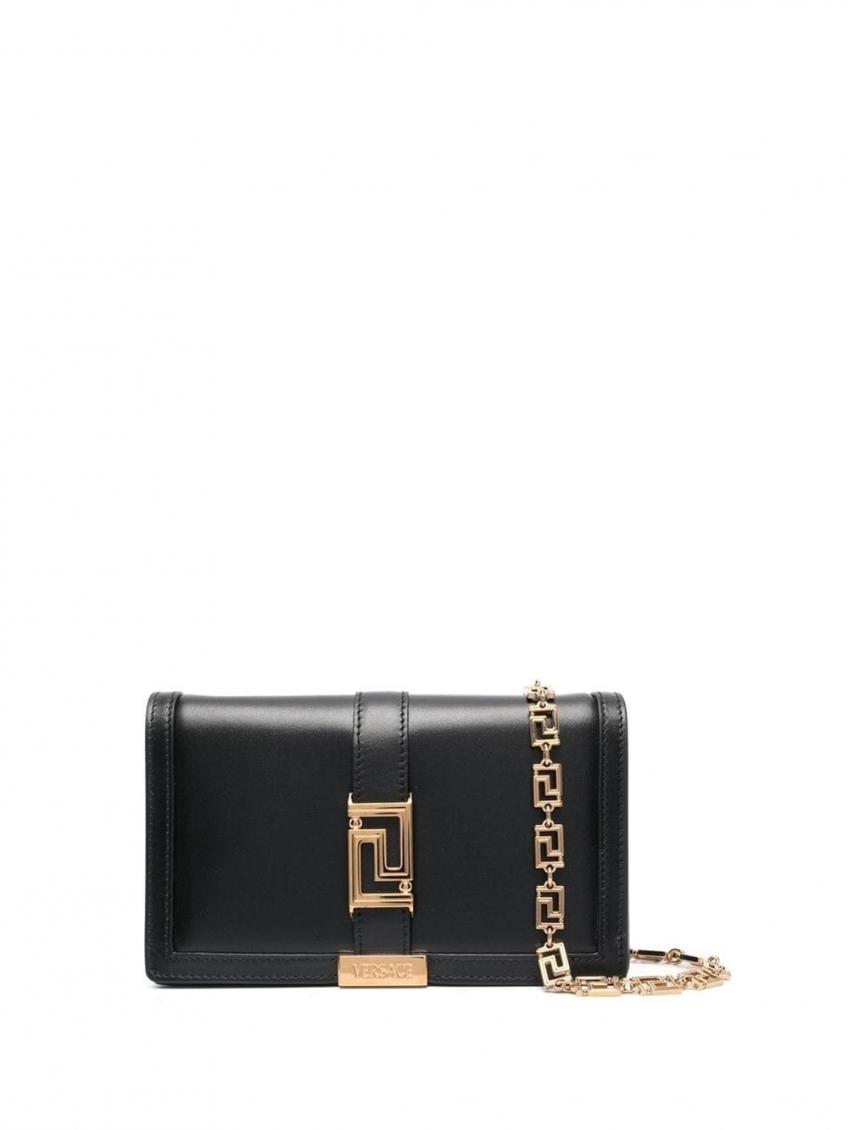Versace Black Greek Goddess Mini Leather Handbag For Women In Black