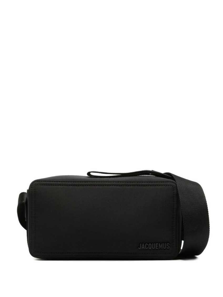 Jacquemus 'le Cuerda Horizontal' Black Messenger Bag With Logo Lettering Detail In Black