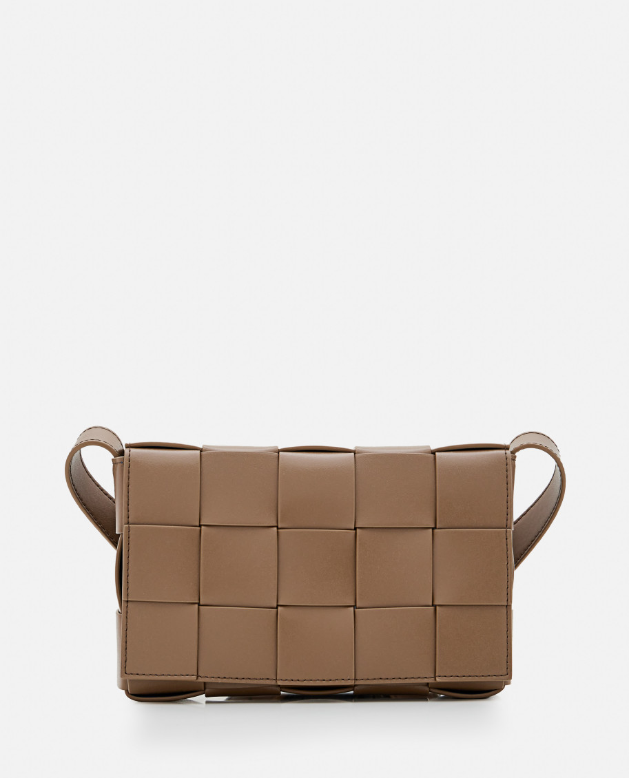 Bottega Veneta Bicolor Cassette Bag Intreccio In Brown