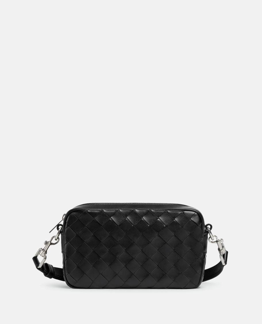 Bottega Veneta Leather Camera Mini Shoulder Bag In Black