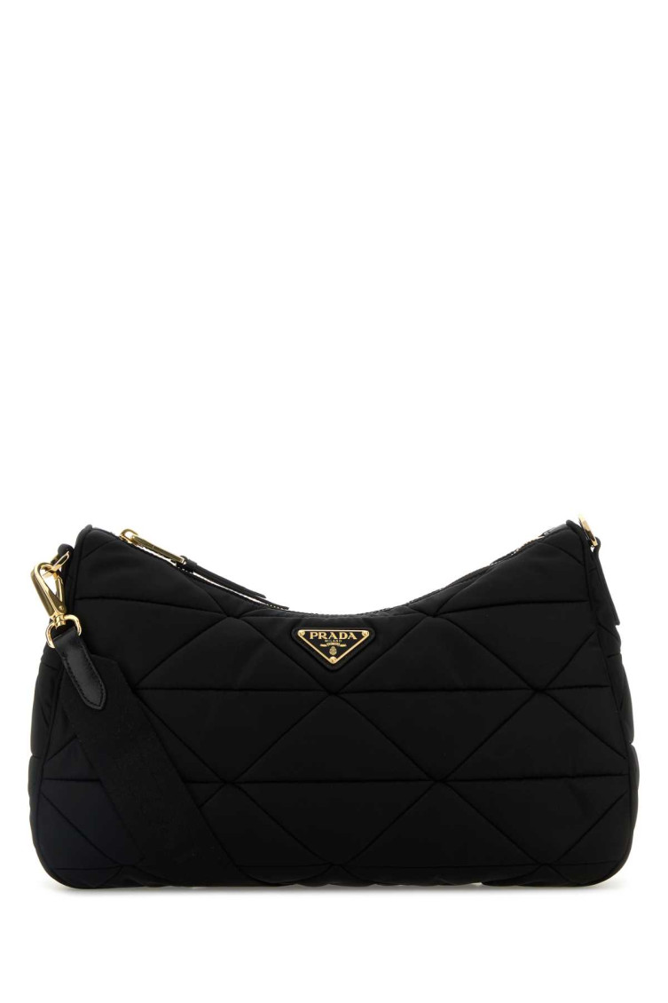 Prada Large Quilted Fabric Shoulder Bag With Adjustable Strap