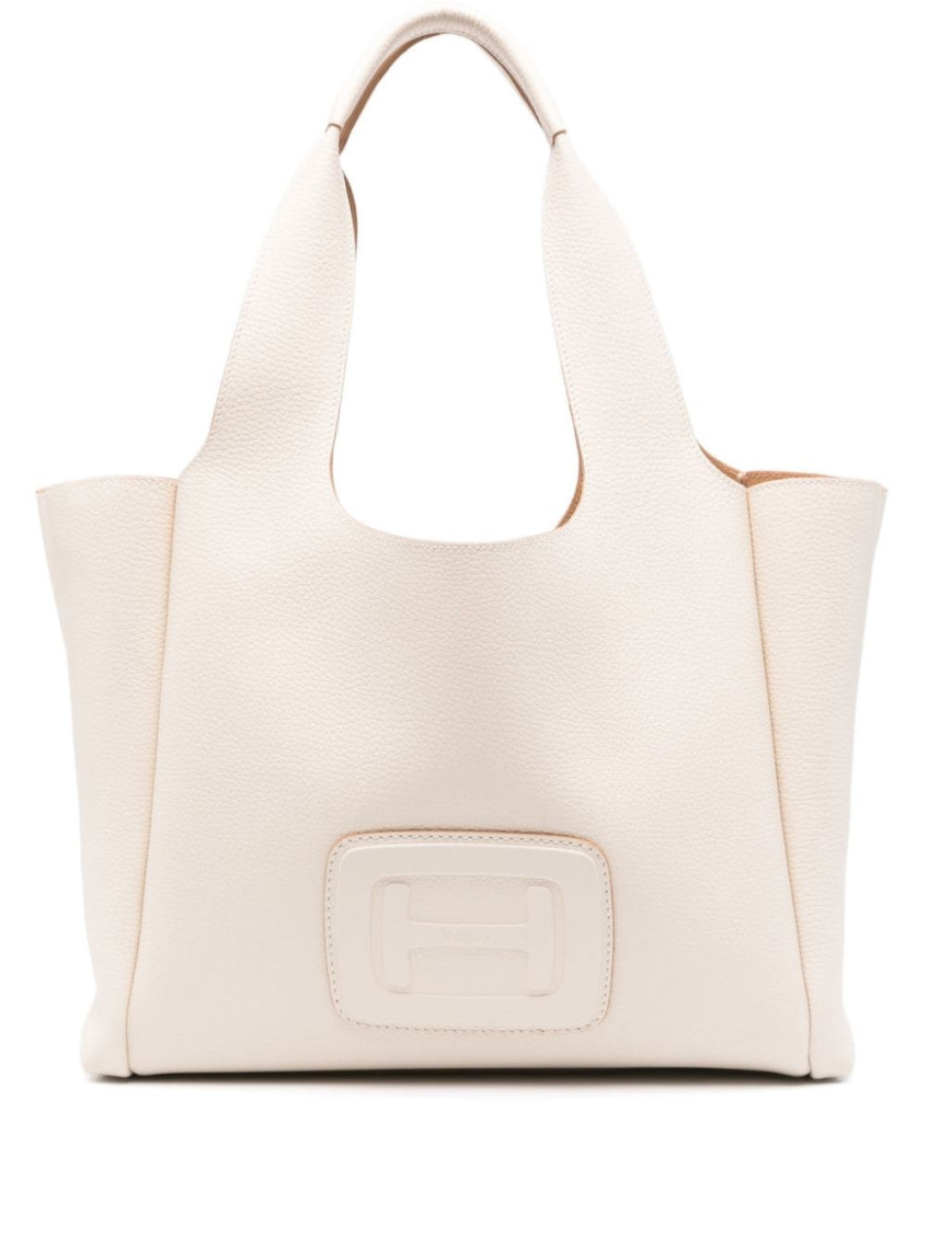 Shop Hogan White H-bag Leather Tote Bag