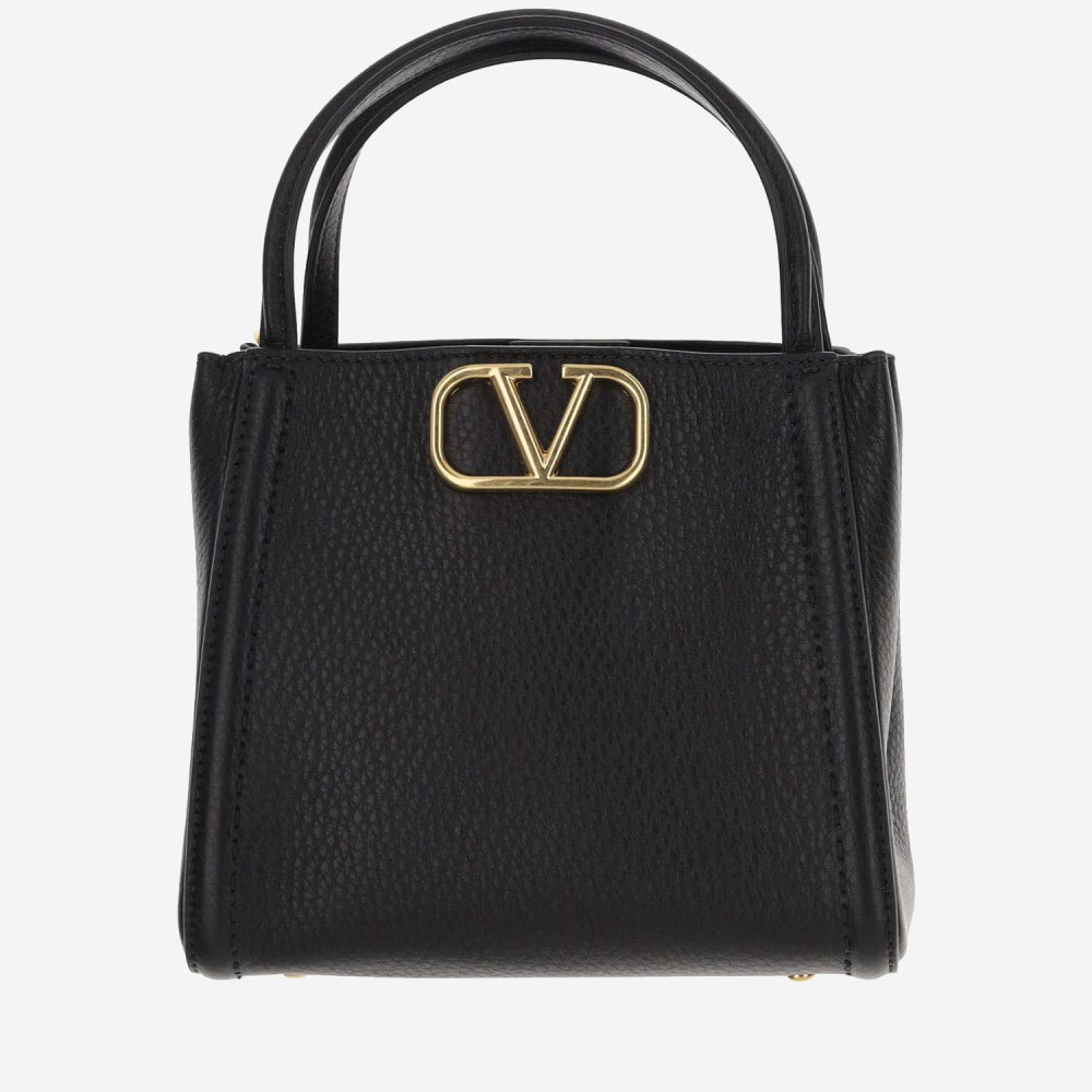 Valentino Black Alltime Leather Satchel Bag In Black