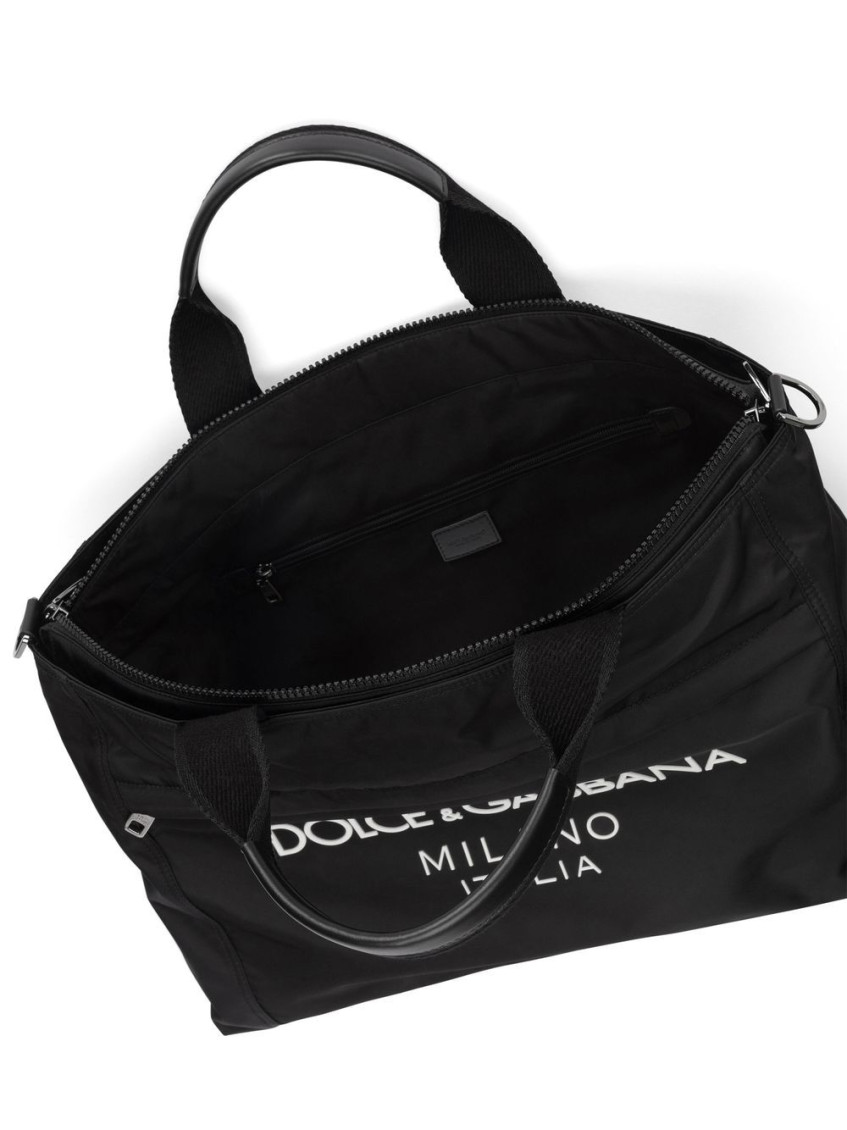 Dolce & Gabbana Black Rubberized Logo Duffle Bag