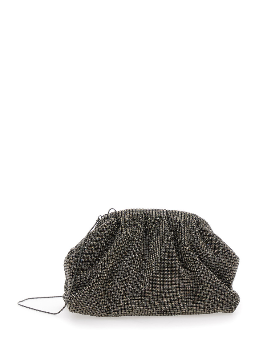 Twenty Four Haitch Crystal-embellished Clutch Bag In Gray