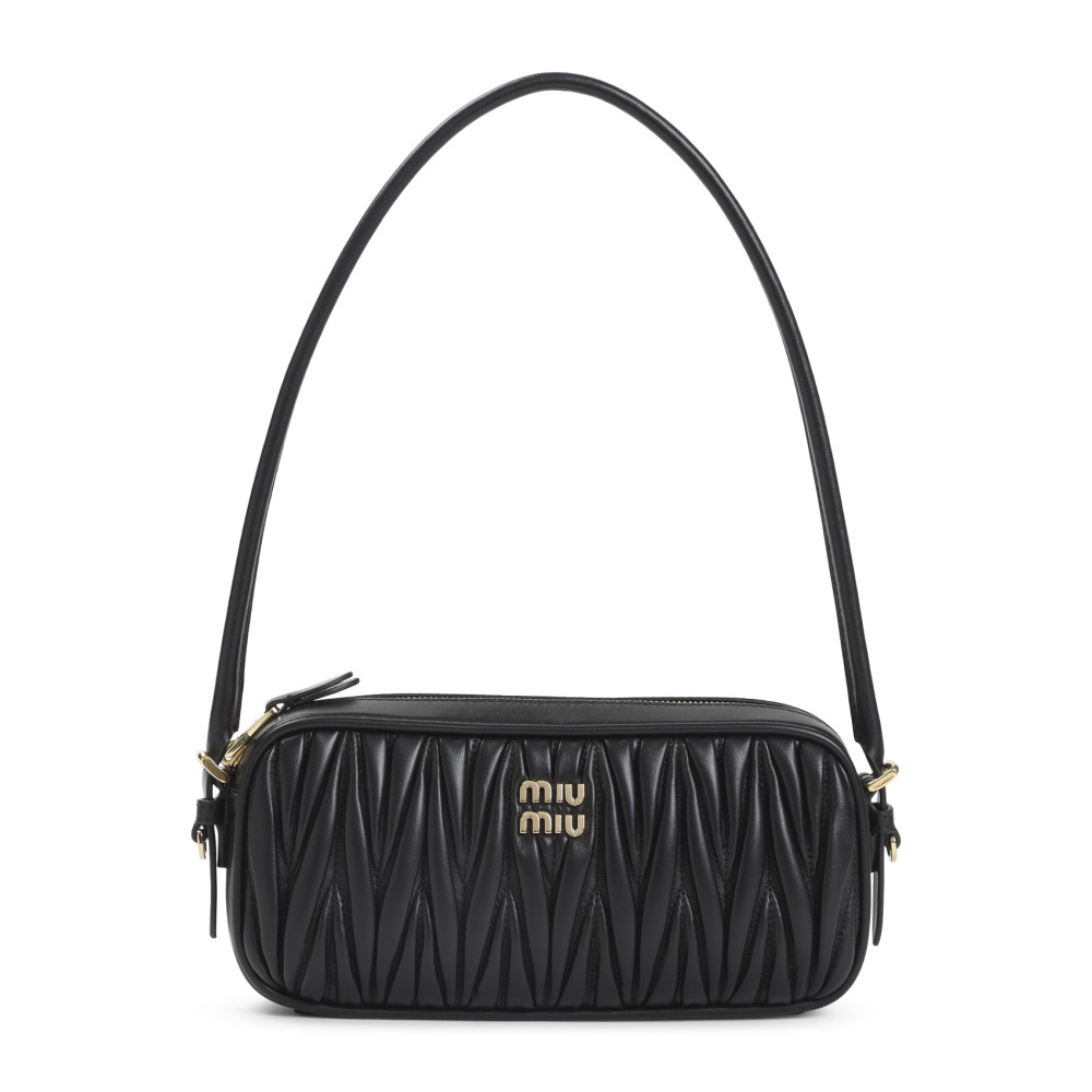 Miu Miu Black Matelasse Shoulder Bag In Black