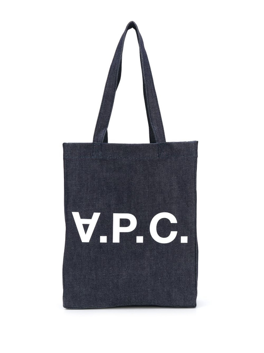 Apc Denim Logo Tote Bag In Denim