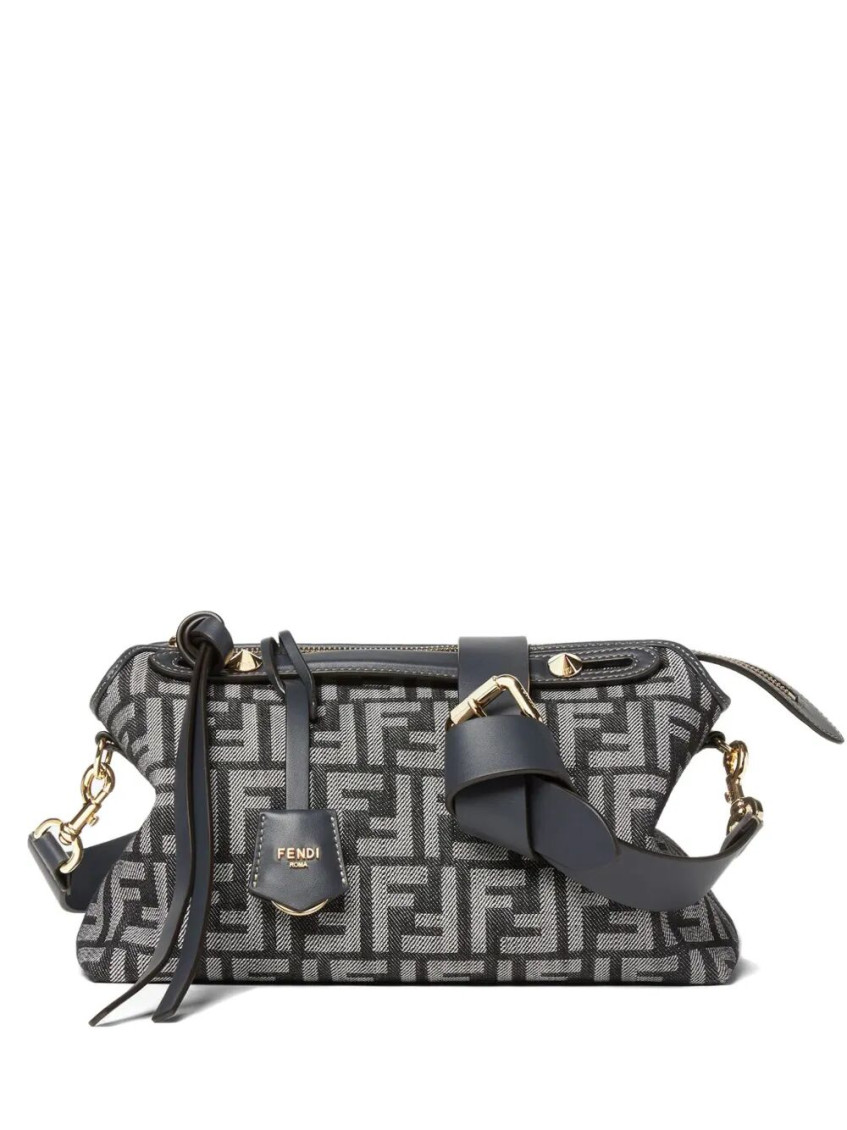 Fendi By The Way Soft Medium Bag In Ff Jacquard With Denim Effect Women In Blue