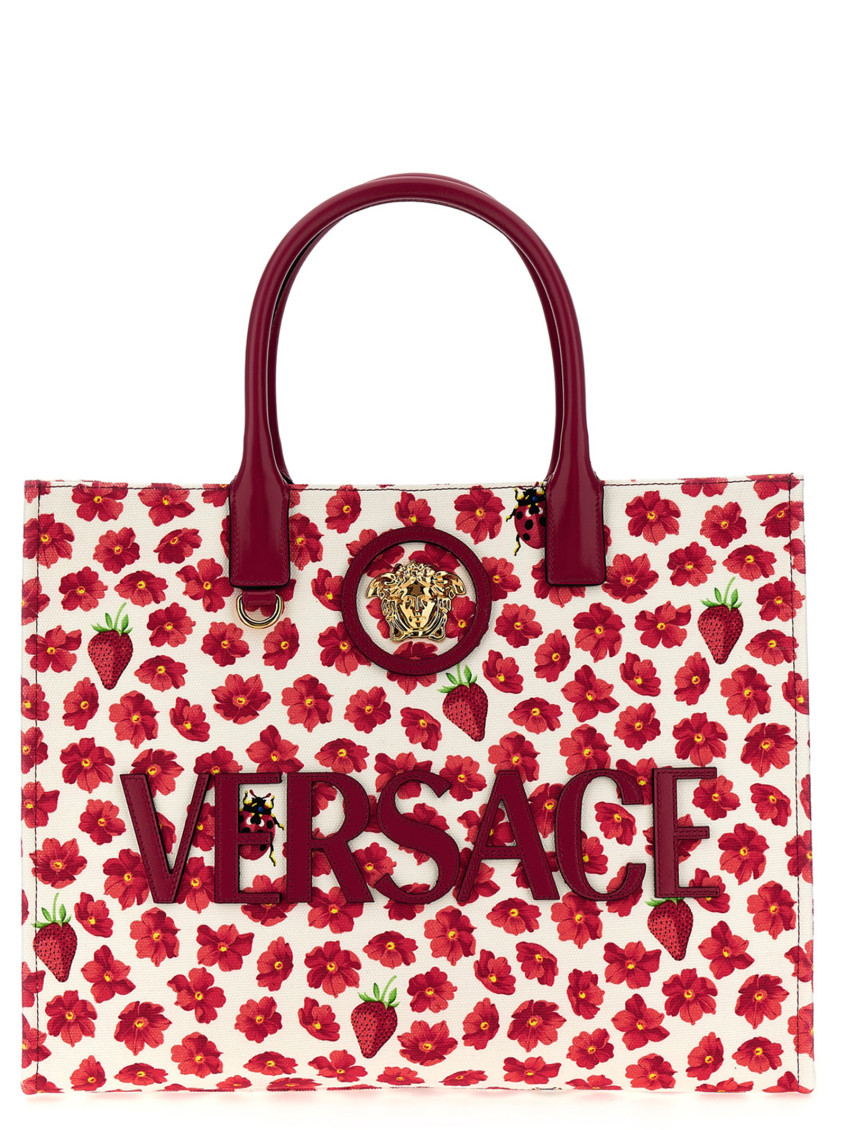 Versace Red La Medusa Tote Bag In Red