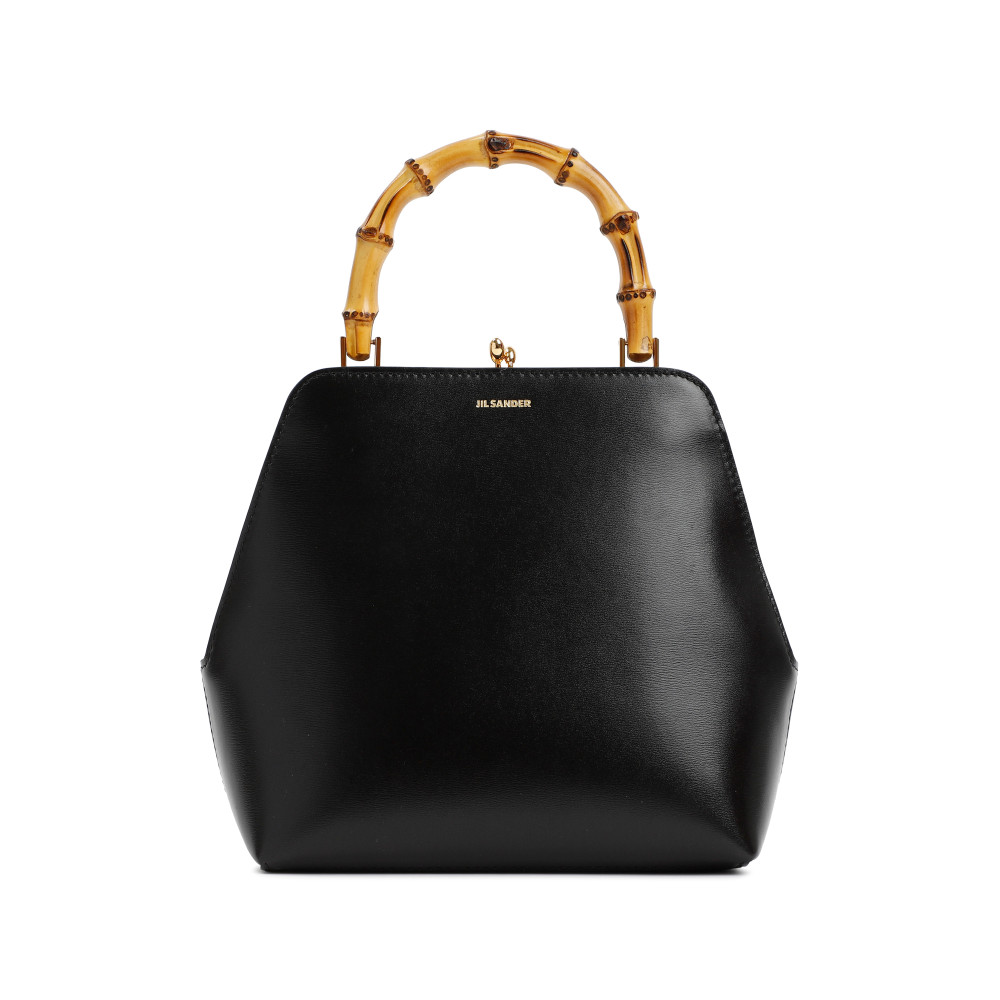 Jil Sander Goji Bamboo Crocodile-embossed Tote Bag In Black