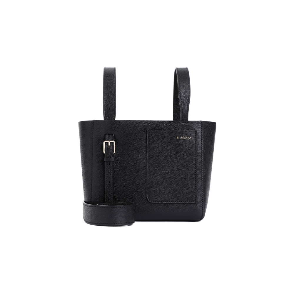 Valextra Micro Soft Leather Bucket Bag In Black
