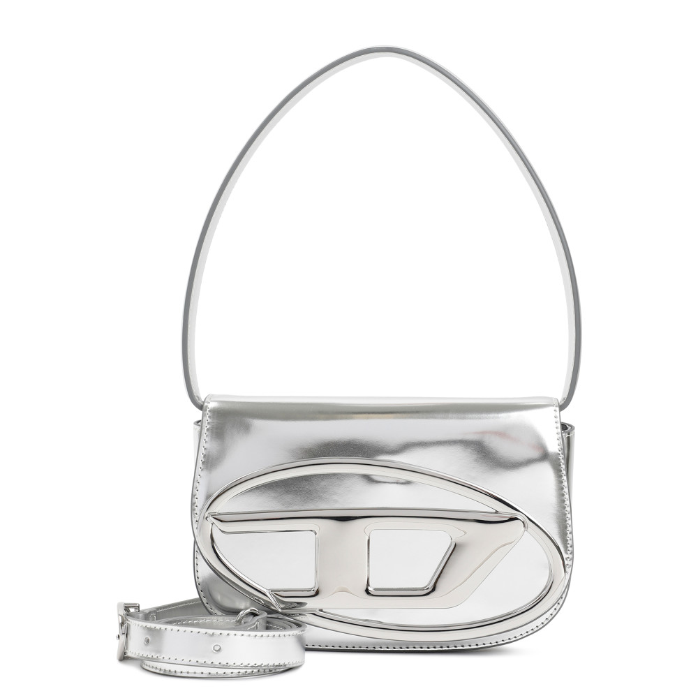 Diesel 1dr Mirror Leather Shoulder Bag In Silver
