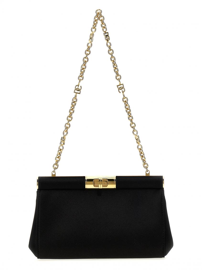 Dolce & Gabbana Marlene Small Satin Shoulder Bag In Black