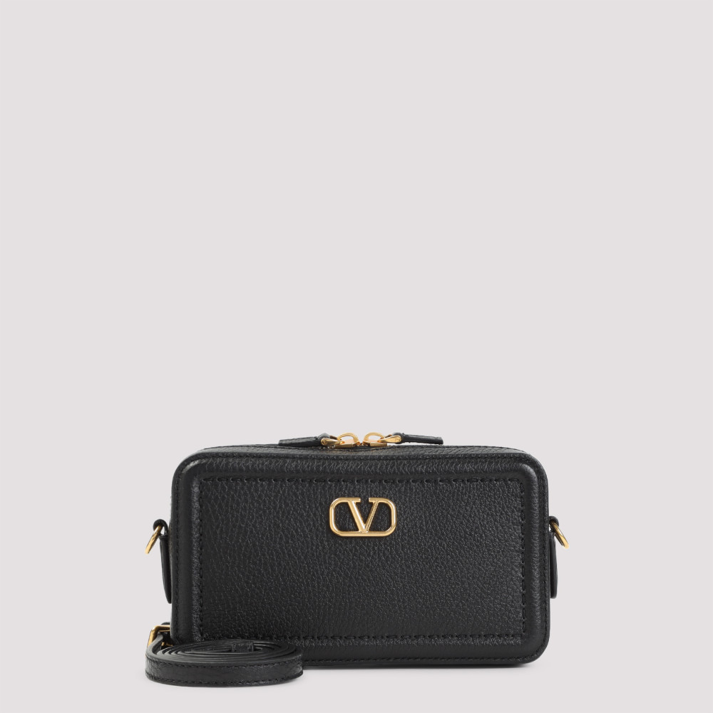 Valentino Garavani Alltime Leather Mini Crossbody Bag In Black