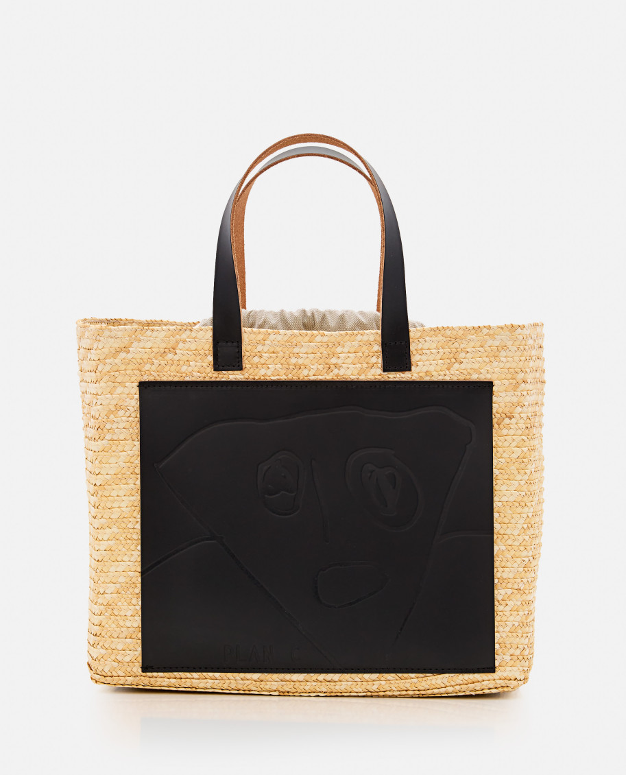 Plan C Beige Straw Tote