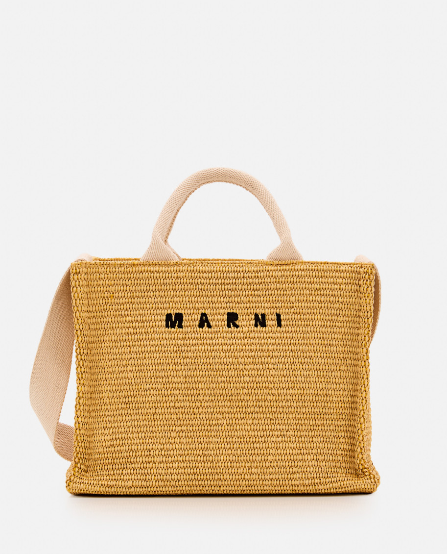 Marni Natural Logo-embroidered Tote