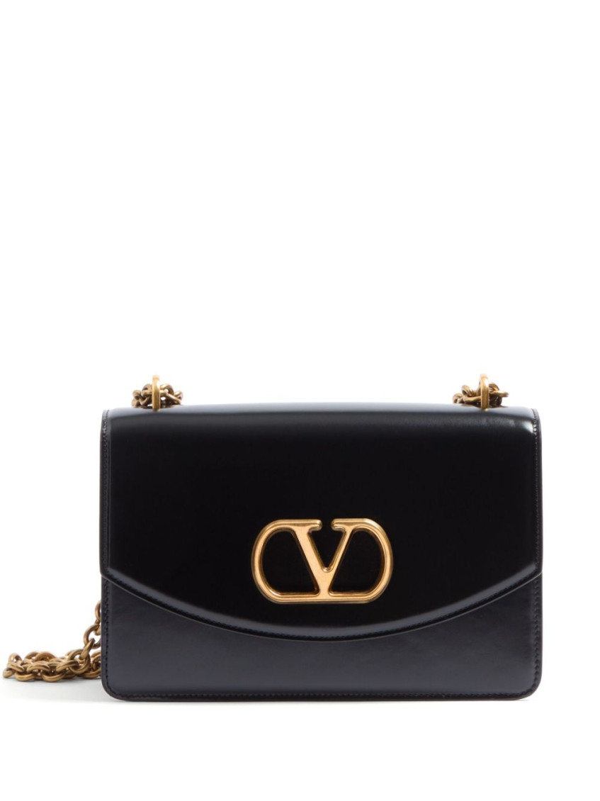 Valentino Garavani Garavani Vain Shoulder Bag In Shiny Calfskin Woman Black Uni