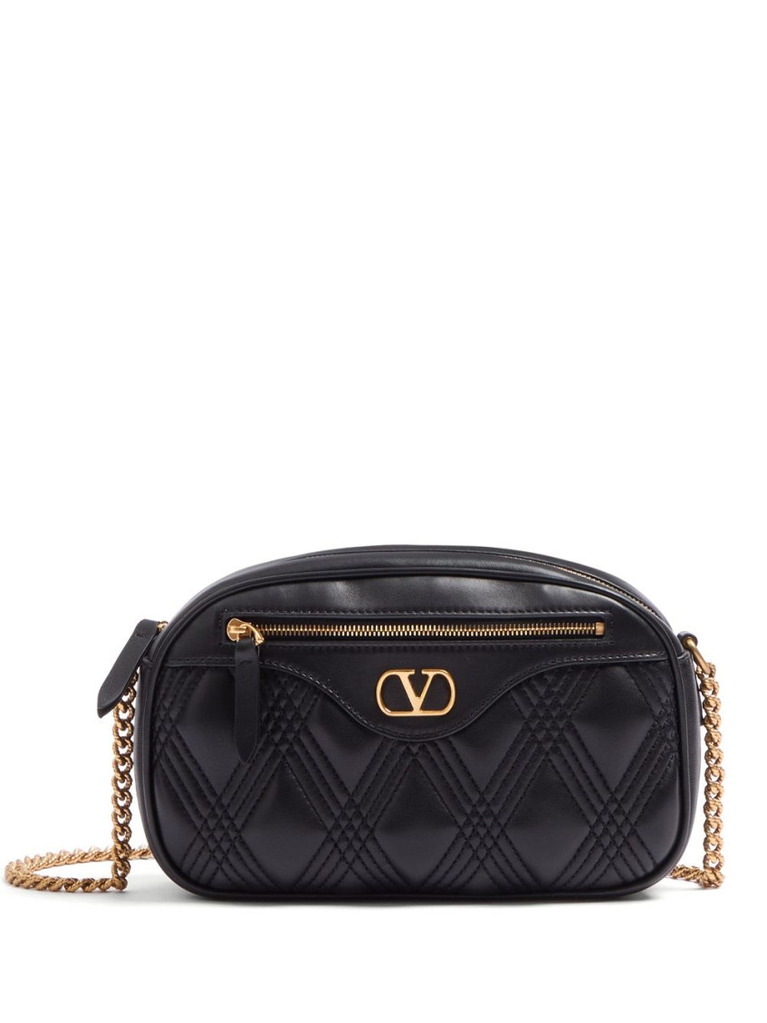 Valentino Black Quiltie 67 Camera Crossbody Bag
