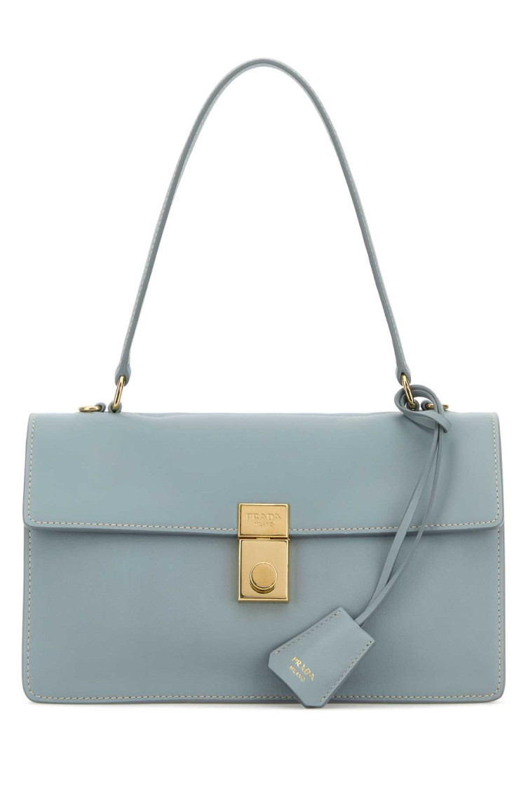 Prada Leather Structured Handbag Gold-tone Hardware In Silver