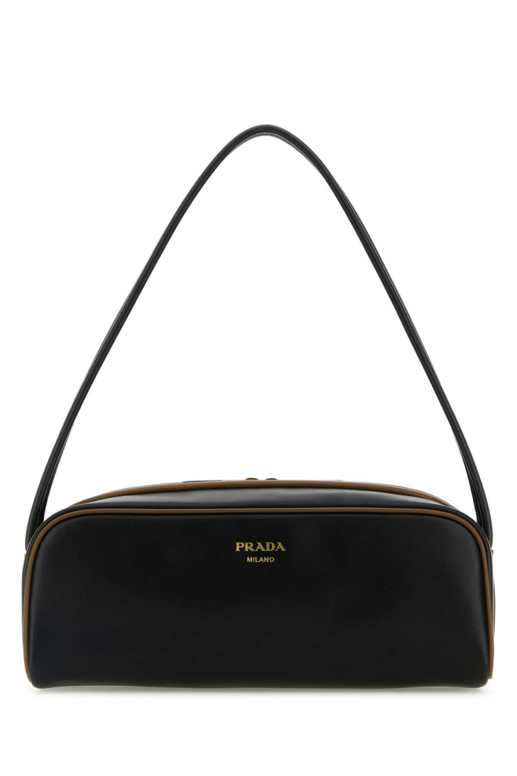 Prada Women Black Leather Shoulder Bag